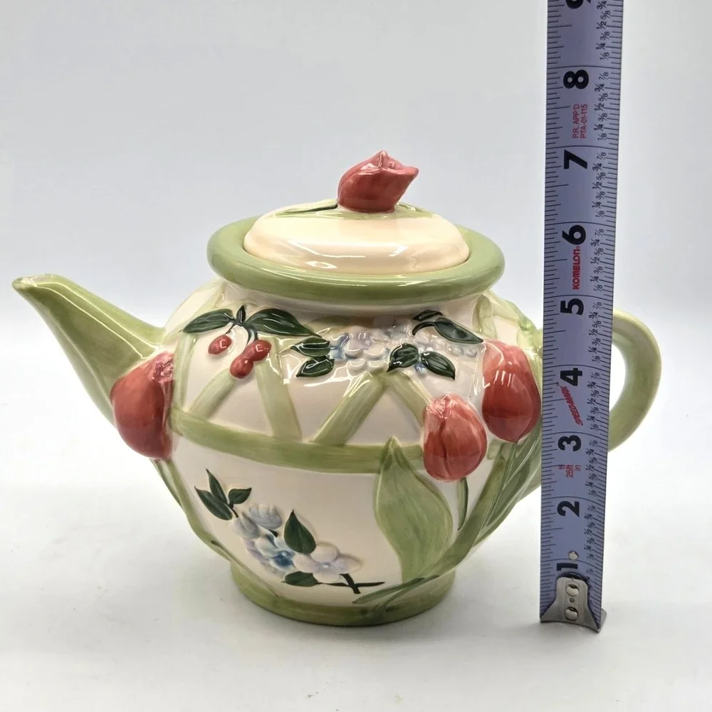 Pfaltzgraff Garden Party Ceramic Teapot‎ Floral Cottage Core Decor